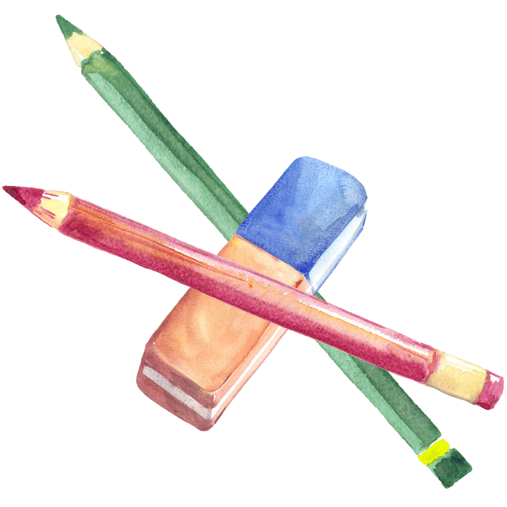 two pencils and an eraser for writing new copy